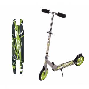 Самокат, Navigator Fortuna 2-х кол.,алюм.комби, PU кол.200мм, г/п до 100кг, подн. 87х11х93 сер.-зел.