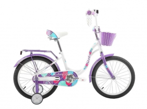 Велосипед, размер колеса 18", "Stels Mistery C", 1 скорость, 11.2" с доп колесами, Розовый/Зеленый